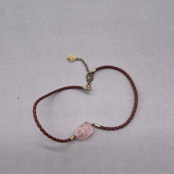 Artisan KL New York Brown Braided Cord Stone Choker Necklace Lobster Closure - Picture 2 of 4